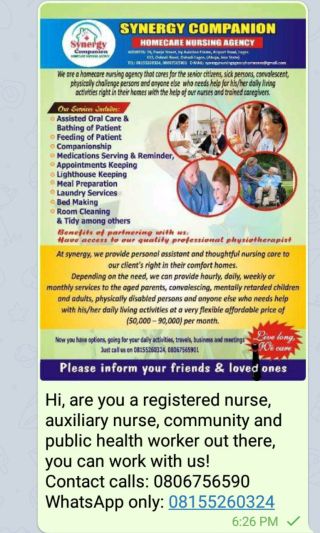 SYNERGY COMPANION HOMECARE NURSING AGENCY